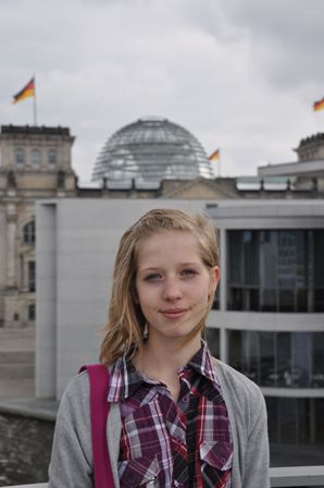 Mareike Lampe über den Dächern des Deutschen Bundestages 